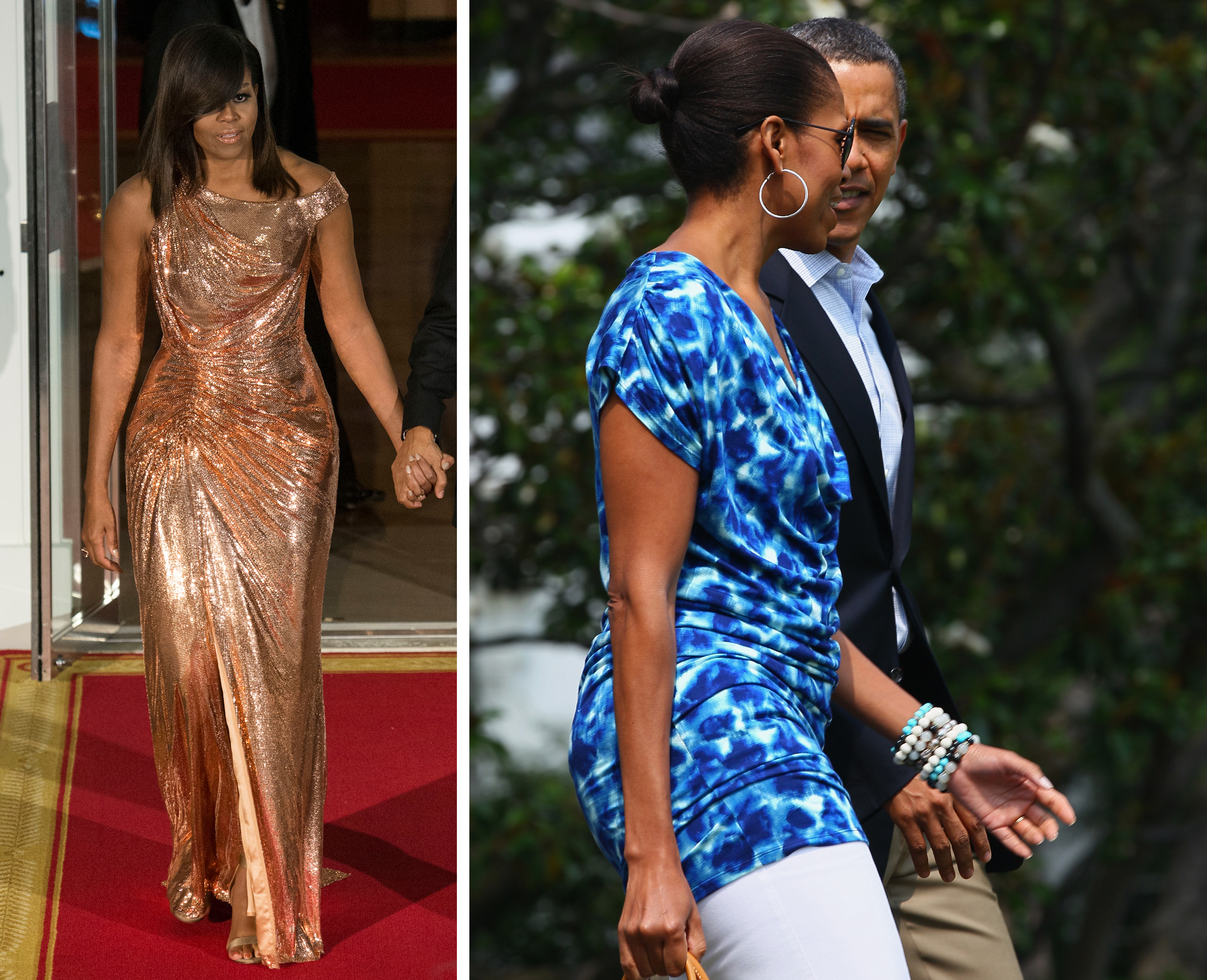 Michele obama in Versace en GAP