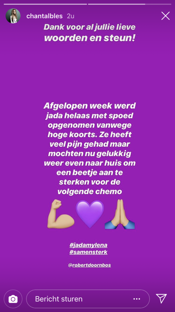 Chantal Bless Jada ziekenhuis