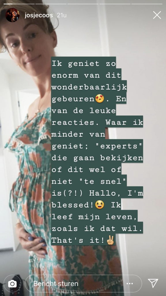 Josje Huisman zwanger te vroeg