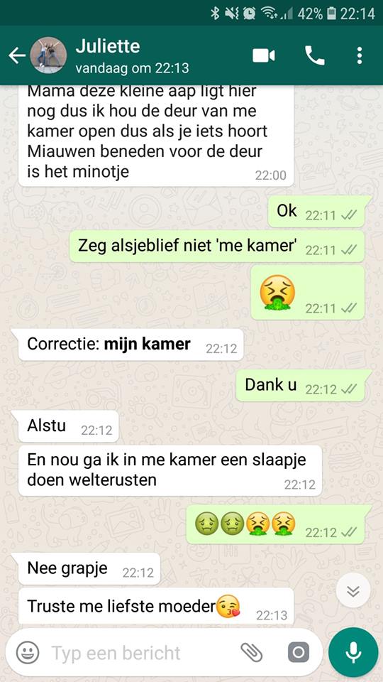 Kristel Bos whatsapp gesprek met kind