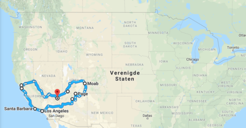 Roadtrip USA route