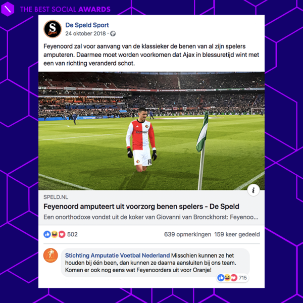 stichting amputatie voetbal The best social media award