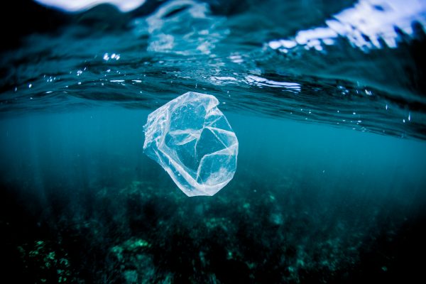 Plastic tas in de oceaan