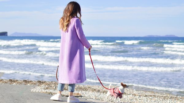 woman walking the dog