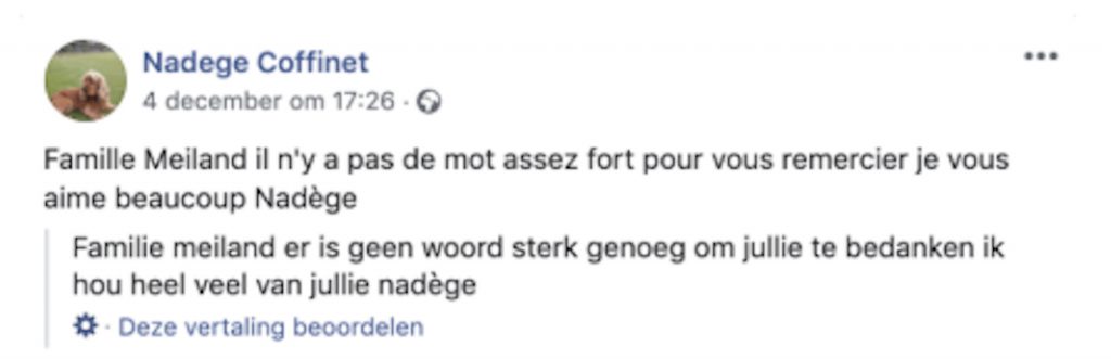 Nadege bedankt Meilandjes 