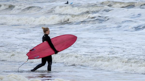 Surfers weer in zee bij Scheveningen