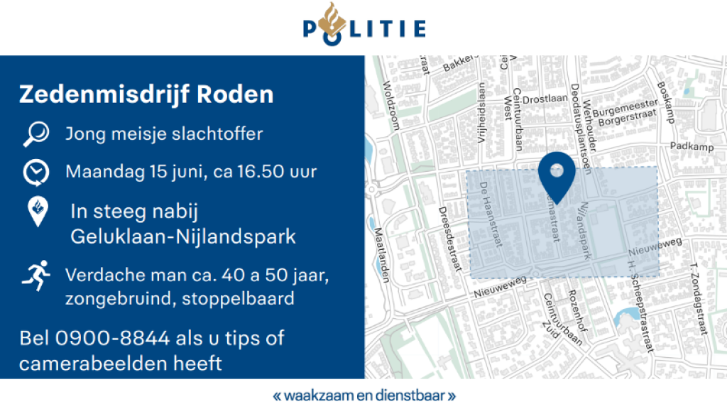 Jong meisje in Roden tijdens het buitenspelen seksueel misbruikt