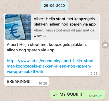 spaarzegels albert heijn madelijne