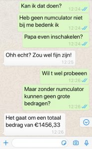 WhatsApp-fraude gesprek