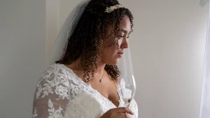 Thumbnail voor Michelle en haar 'contactloze' bruiloft: 'Ik sprak mijn man amper, tot ik 'm stomdronken in bed moest leggen'