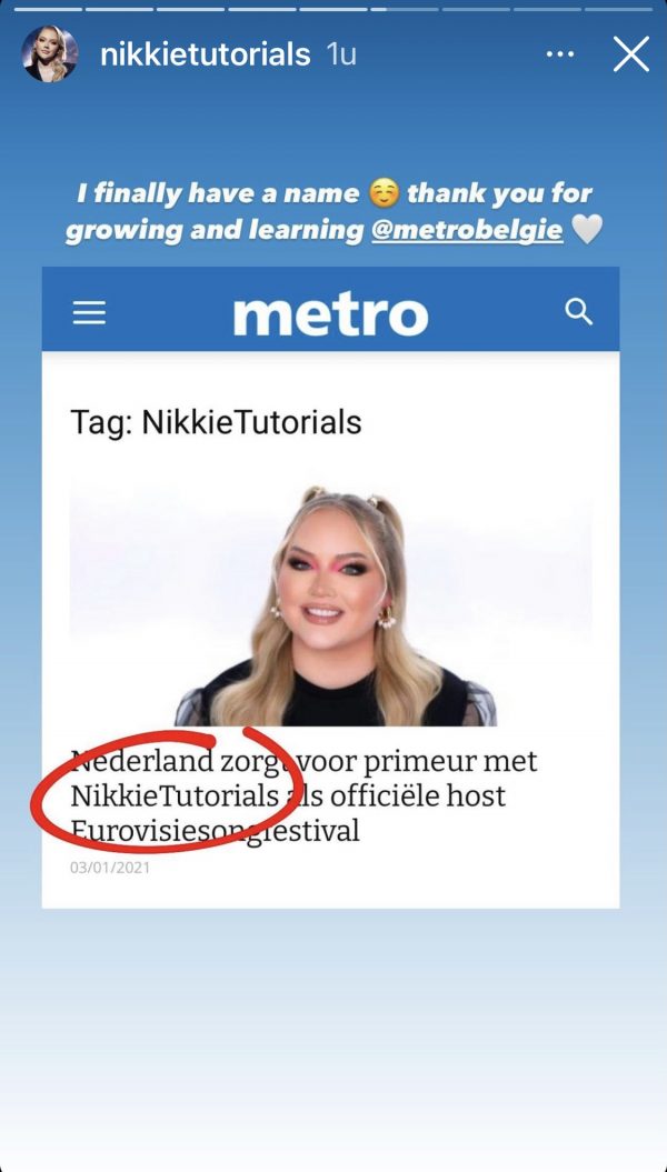 Instagram-Stories NikkieTutorials over Metro België