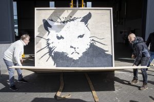 Kolossale muurschildering 'White House Rat' van Banksy naar Staphorst gebracht