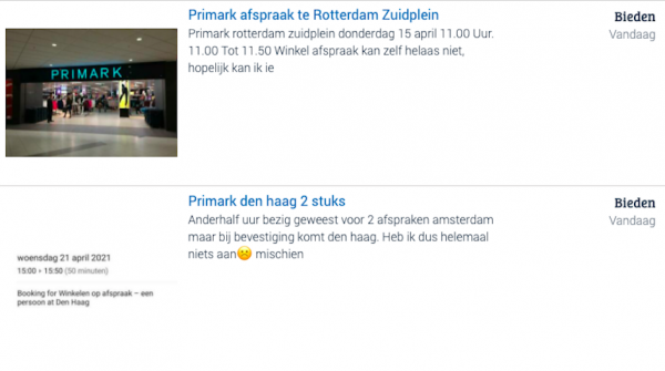 Screenshot Marktplaats advertenties