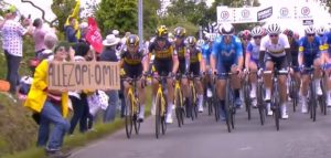 Thumbnail voor Na massale valpartij Tour de France: Wielerbond eist 1 euro van de 'fan-in-het-geel'