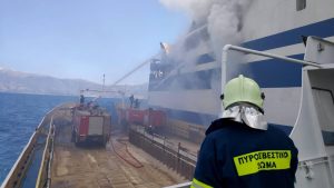 Thumbnail voor Twaalf vermisten na brand op veerboot bij Griekse eiland Corfu
