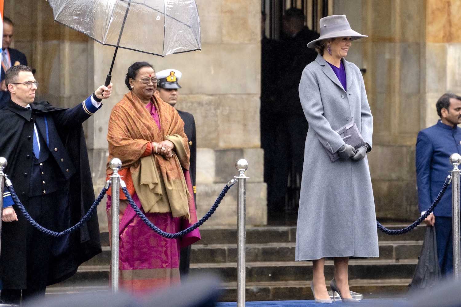 Koningin Máxima en de echtgenote van de Indiase president, Savita Kovind.