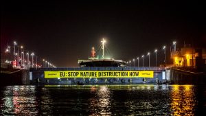 Thumbnail voor Greenpeace blokkeert schip met 60 miljoen kilo soja in IJmuiden