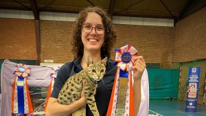 Thumbnail voor Evelyne doet met haar raskatten mee aan kattenshows: 'Ik ben allergisch'