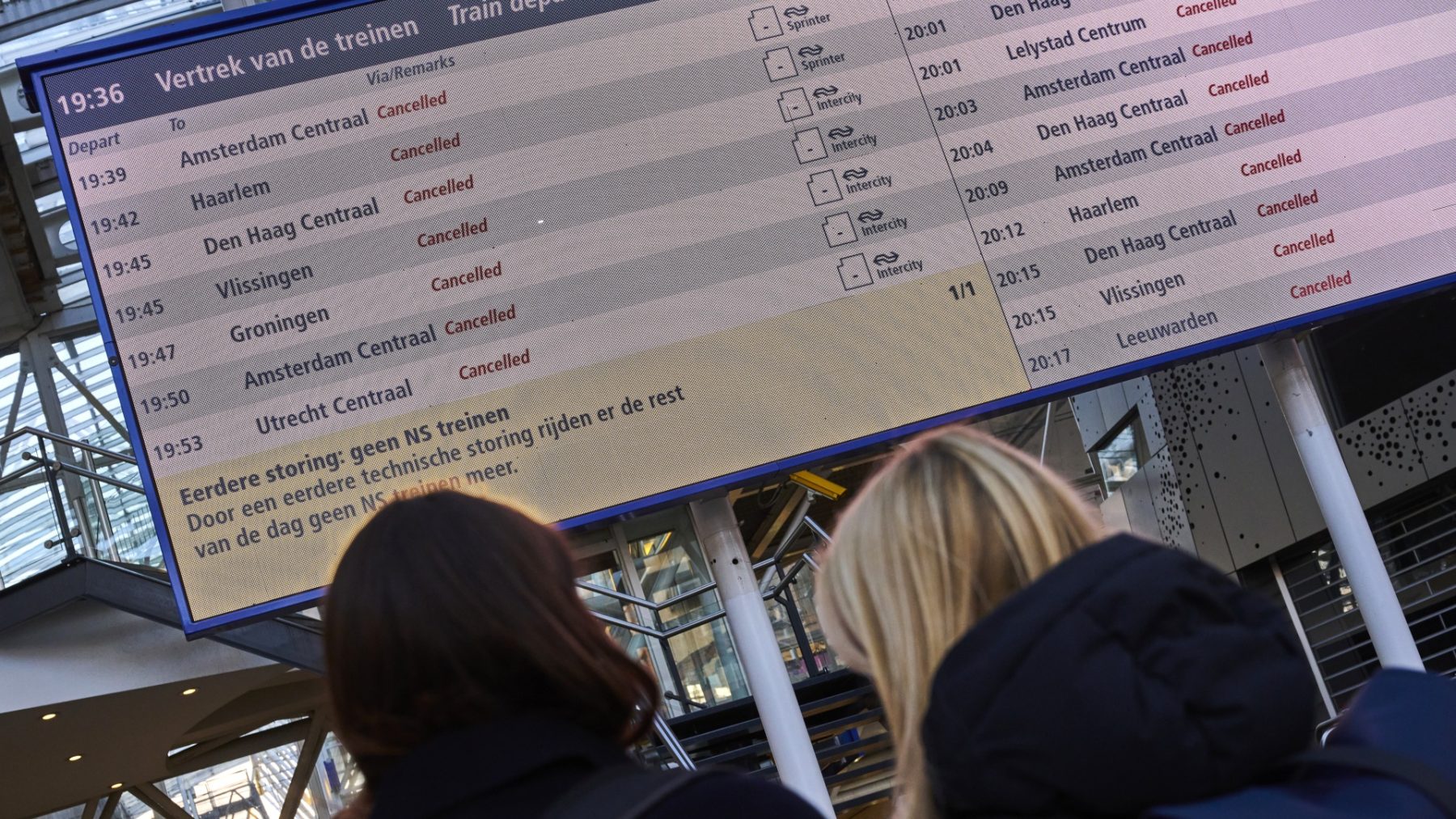 Opnieuw geen actuele reisinformatie op digitale schermen treinstations door storing