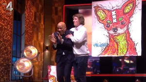 Thumbnail voor Humberto Tan gooit dure kunstwerken om in zijn talkshow: 'Kijk nou wat je doet!'