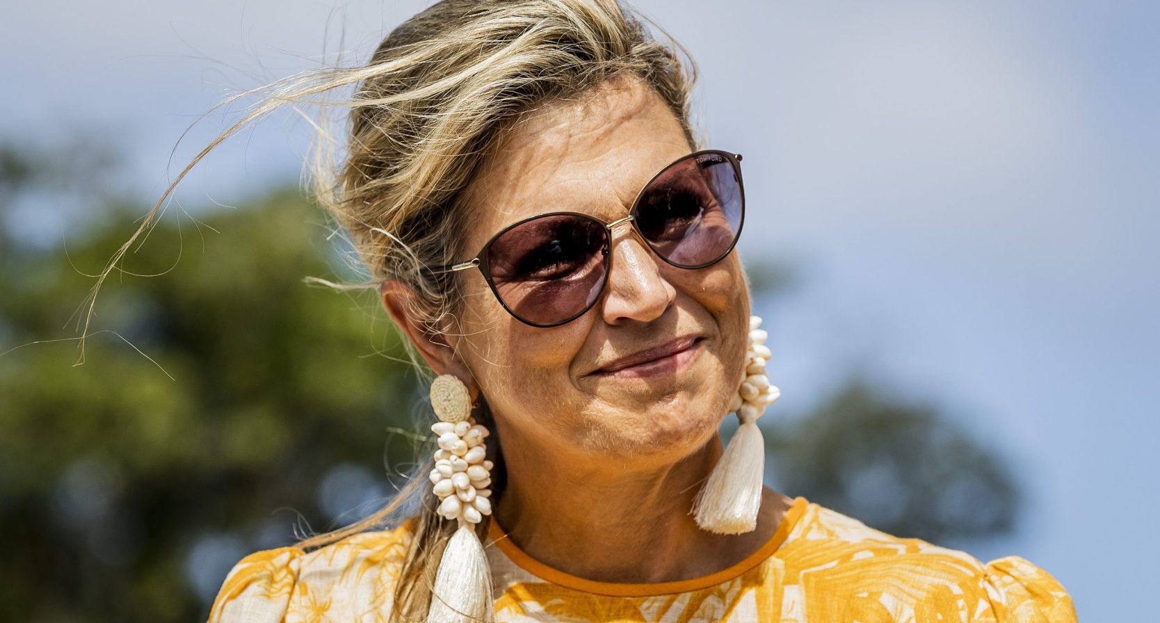 Koningin Maxima tijdens een bezoek aan Sint Eustatius