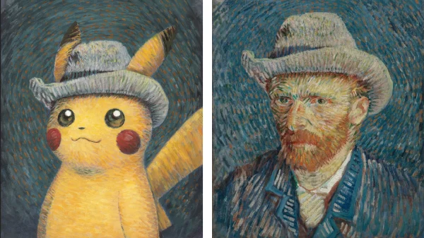 Schilderijen van Pikachu en Van Gogh