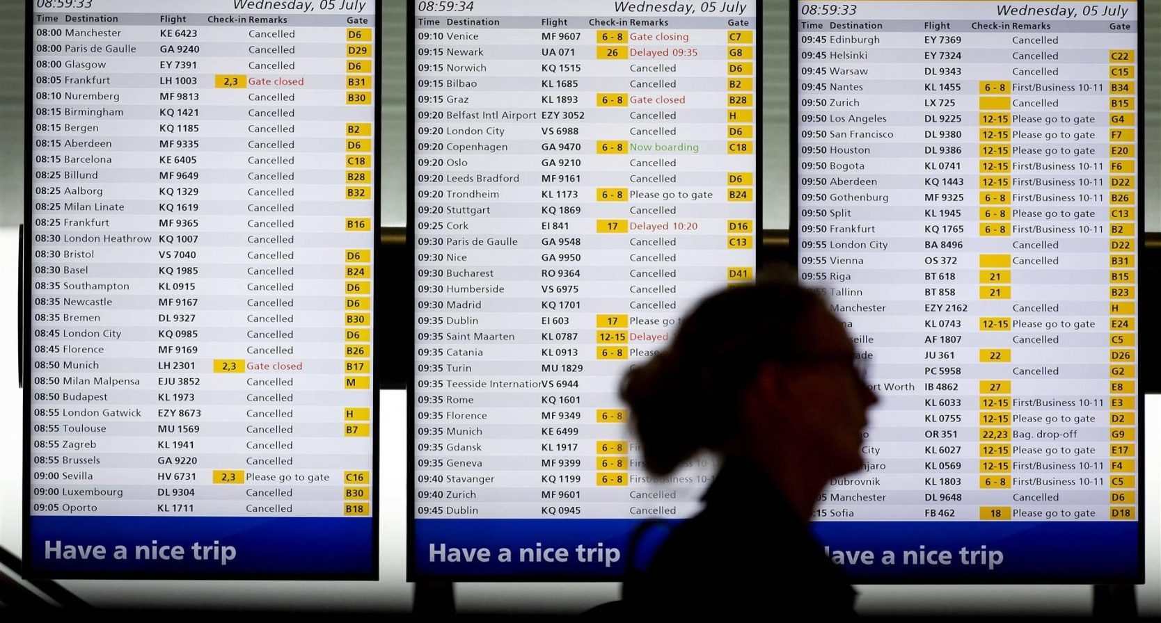 Bord met vluchten op Schiphol