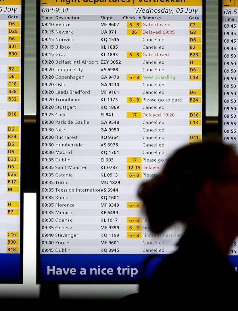 Bord met vluchten op Schiphol