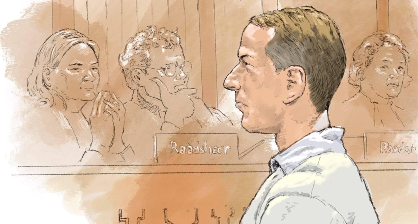 Rechtbanktekening van Almelose kruisboogschutter