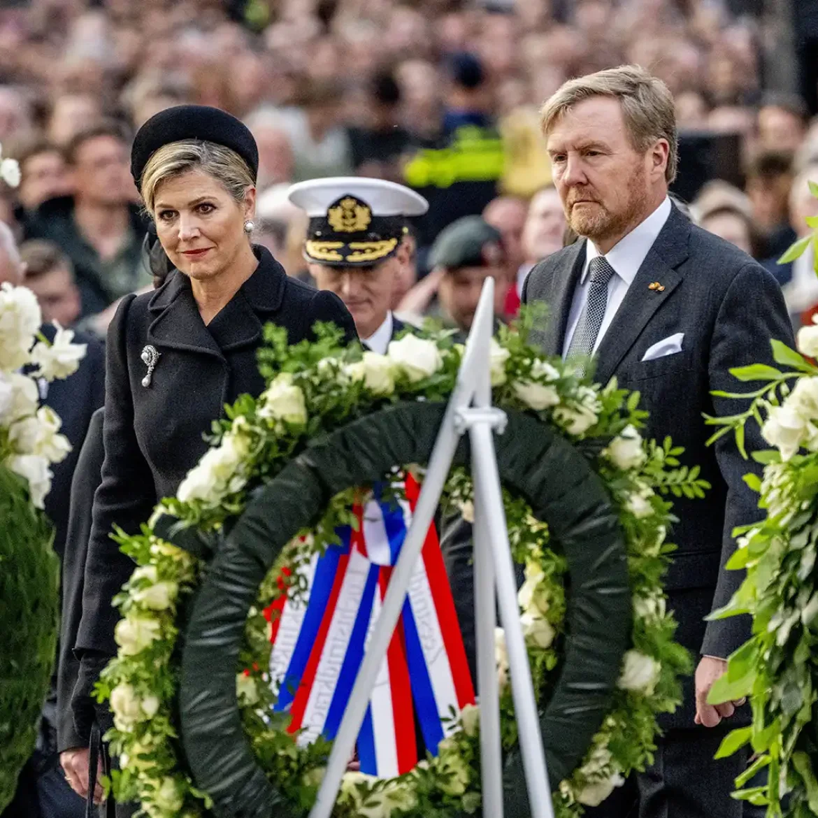 Koning Willem-Alexander en koningin Máxima tijdens Dodenherdenking 2023