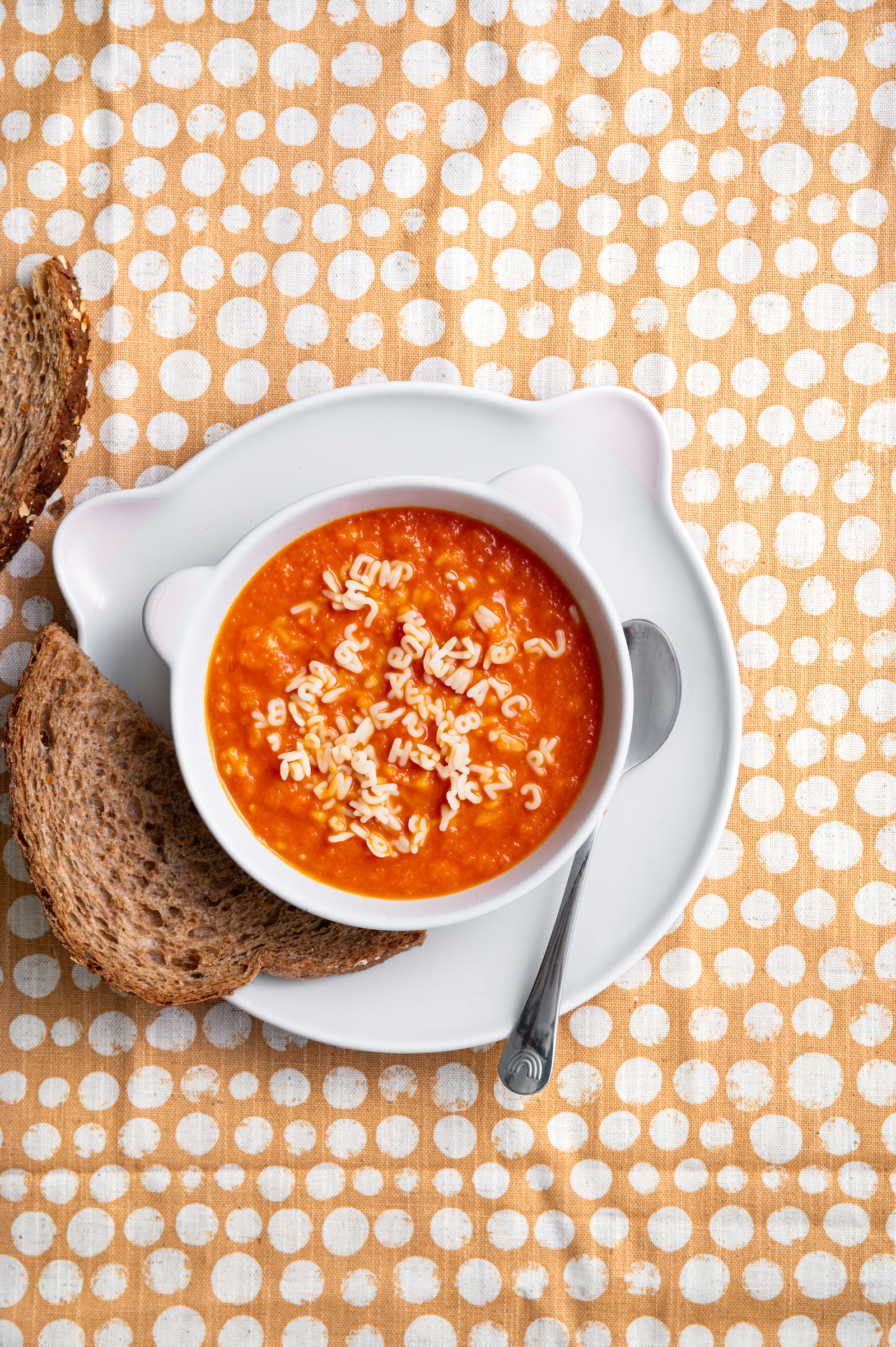 Tomatensoep met letters