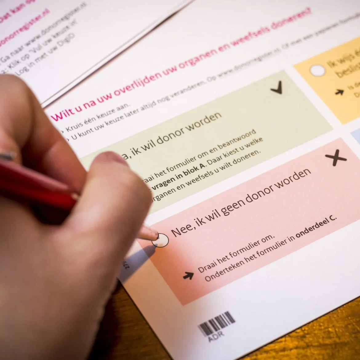 Ruim 4 miljoen mensen geen toestemming orgaandonatie