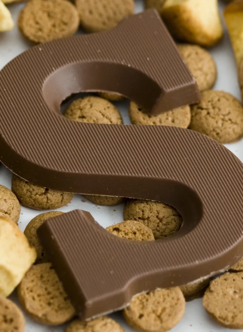 Chocoladeletter met pepernoten