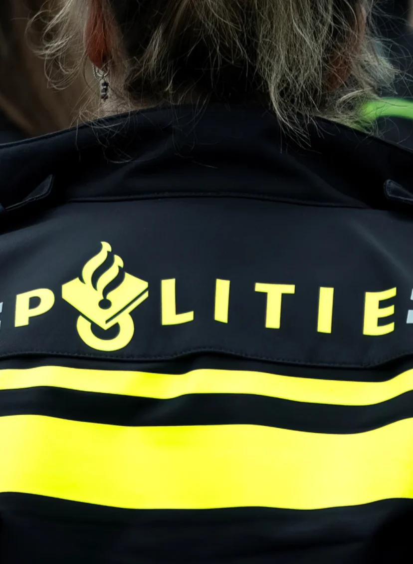 Politieagente van de achterkant gezien