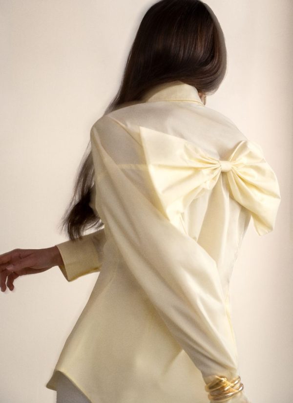 botergele blouse met strik