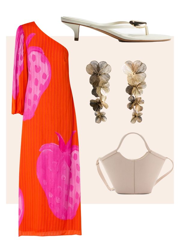 outfit voor bruiloftgast roze rode jurk