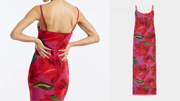 Trendkleur kersenrood in een print