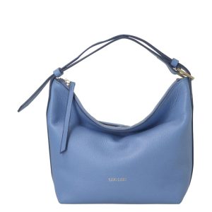 Blauwe leren tas van The Little Green Bag