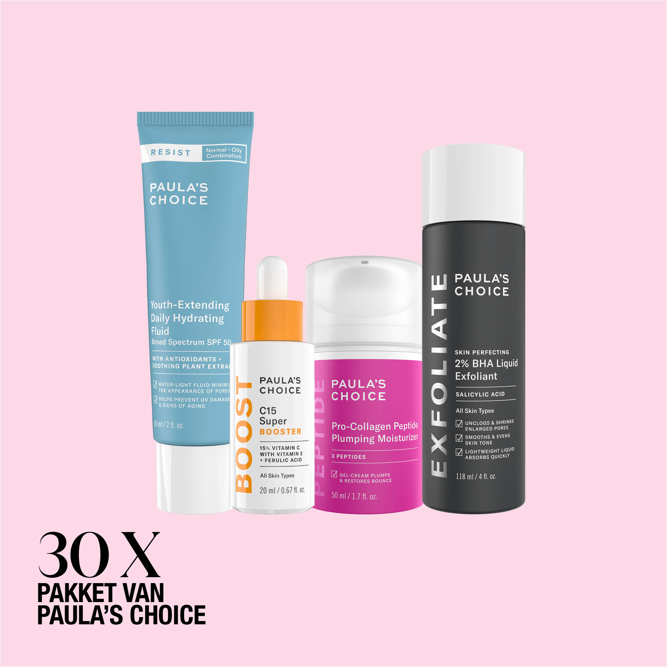 30x pakket van Paula’s Choice t.w.v. € 199