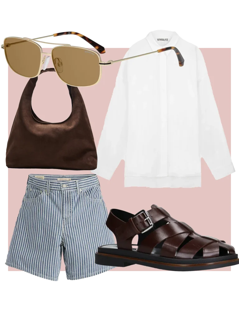 Casual outfit met oversized witte blouse 