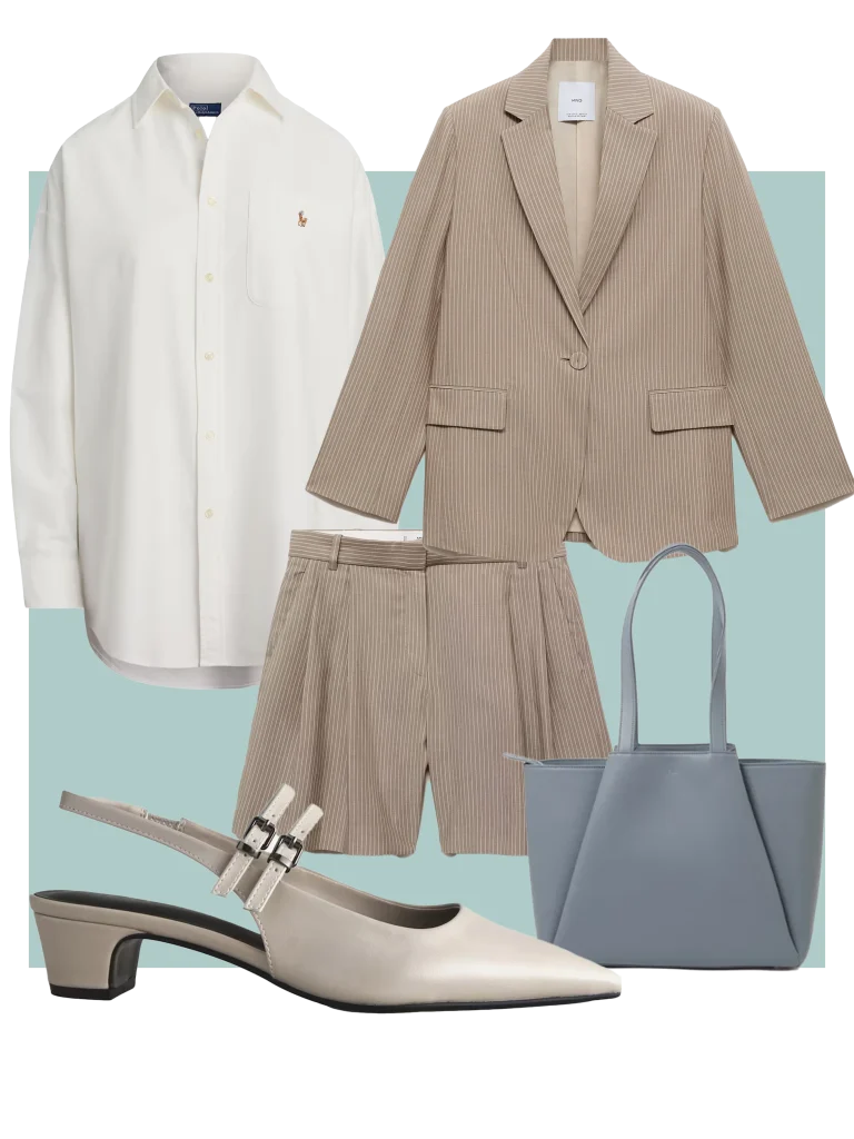 Kantoorlook met oversized witte blouse