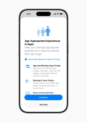 Apple introduceert een functie waarmee je alleen de leeftijdscategorie van je kind deelt (zoals 9+, 13+, 16+), zonder gevoelige info als geboortedatum.