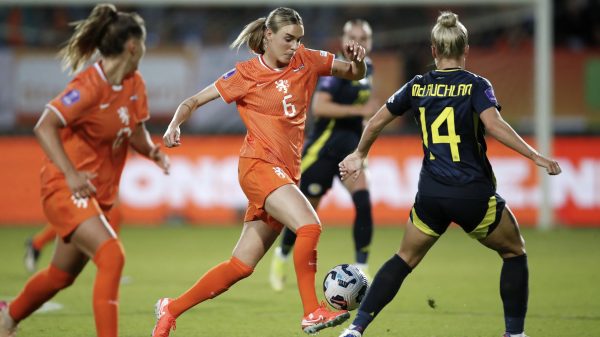 Nederlands vrouwenelftal tijdens een wedstrijd