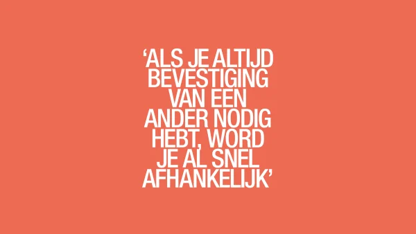 Oranje vlak met citaat van Jante Wortel over giftige relatie: 'Als je altijd bevestiging van een ander nodig hebt, word je al snel afhankelijk'