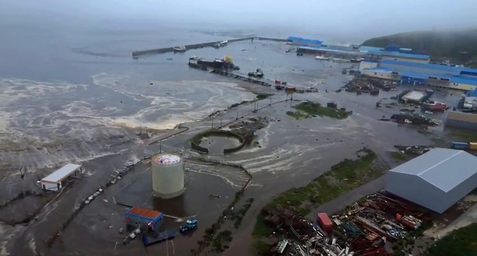 Drone beeld van verwoesting