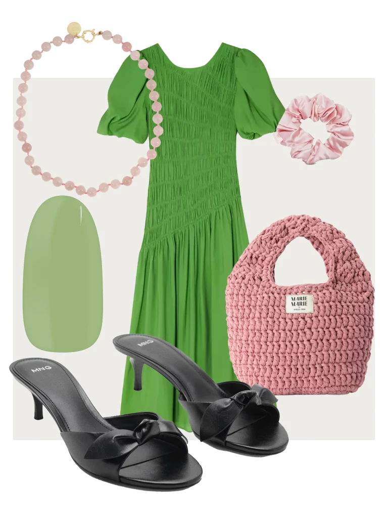 Kleurencombinatie roze groen outfit