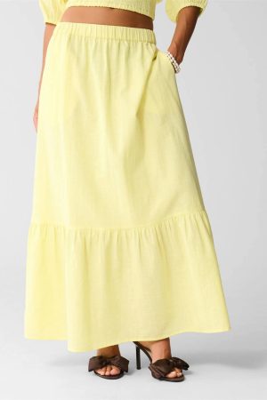 botergele maxi rok, maxi rokken shoeby
