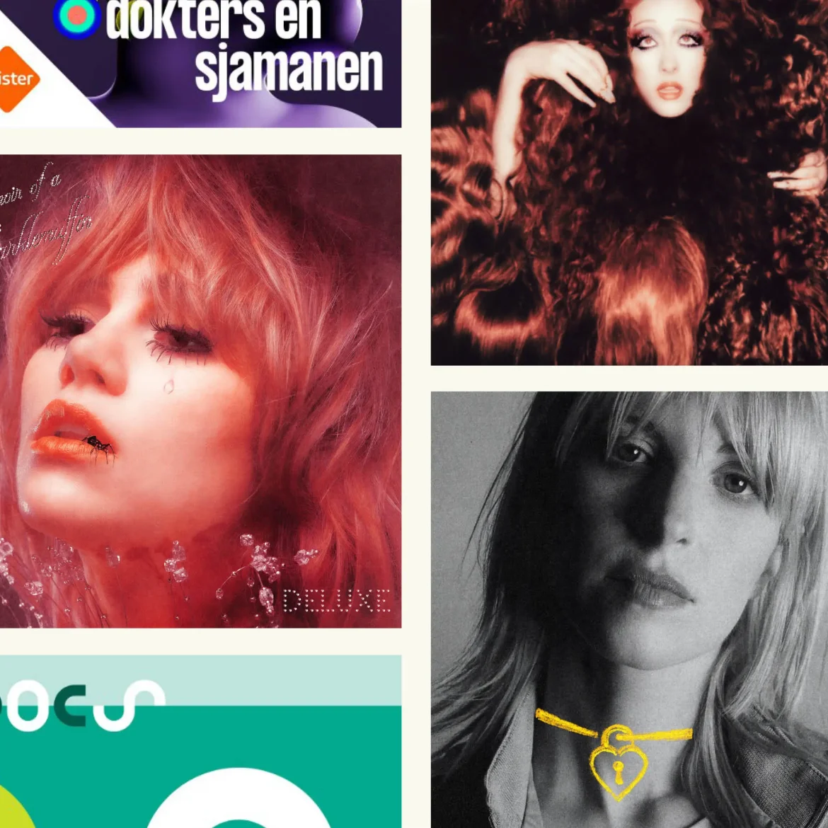Collage van de beste muziek en podcasts voor de zomer