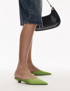 kitten heels in limoengroen