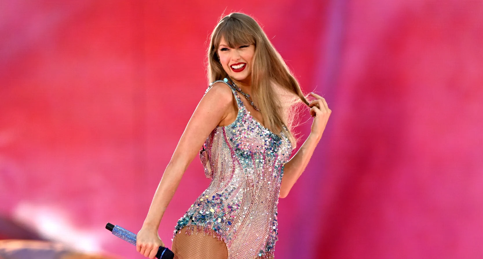 Taylor Swift met rode lippenstift